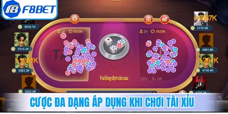 Hệ thống cược đa dạng áp dụng khi chơi Tài Xỉu
