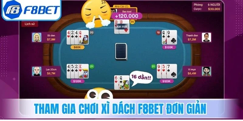 Quy trình tham gia chơi Xì Dách F8bet đơn giản