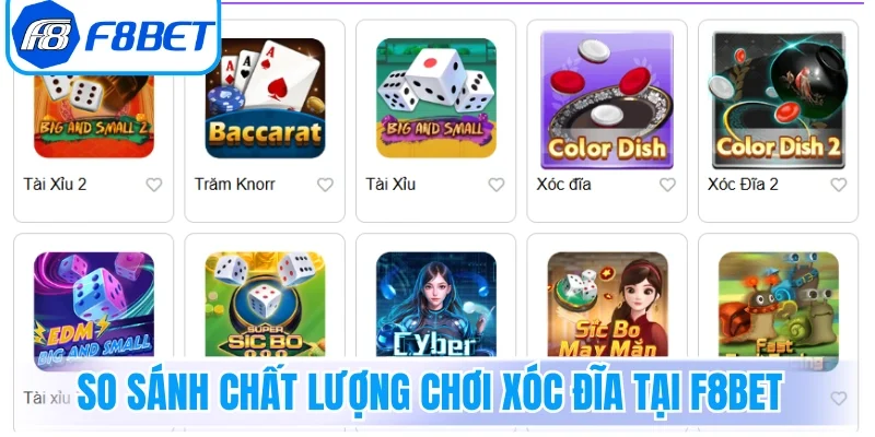 So sánh chất lượng chơi Xóc Đĩa tại F8bet và các trang khác